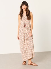 FatFace Elsa Ivory Woodblock Jersey Maxi Dress - Image 2 of 6