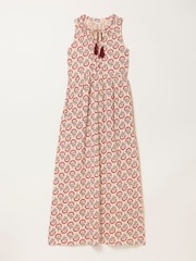 FatFace Elsa Ivory Woodblock Jersey Maxi Dress - Image 6 of 6