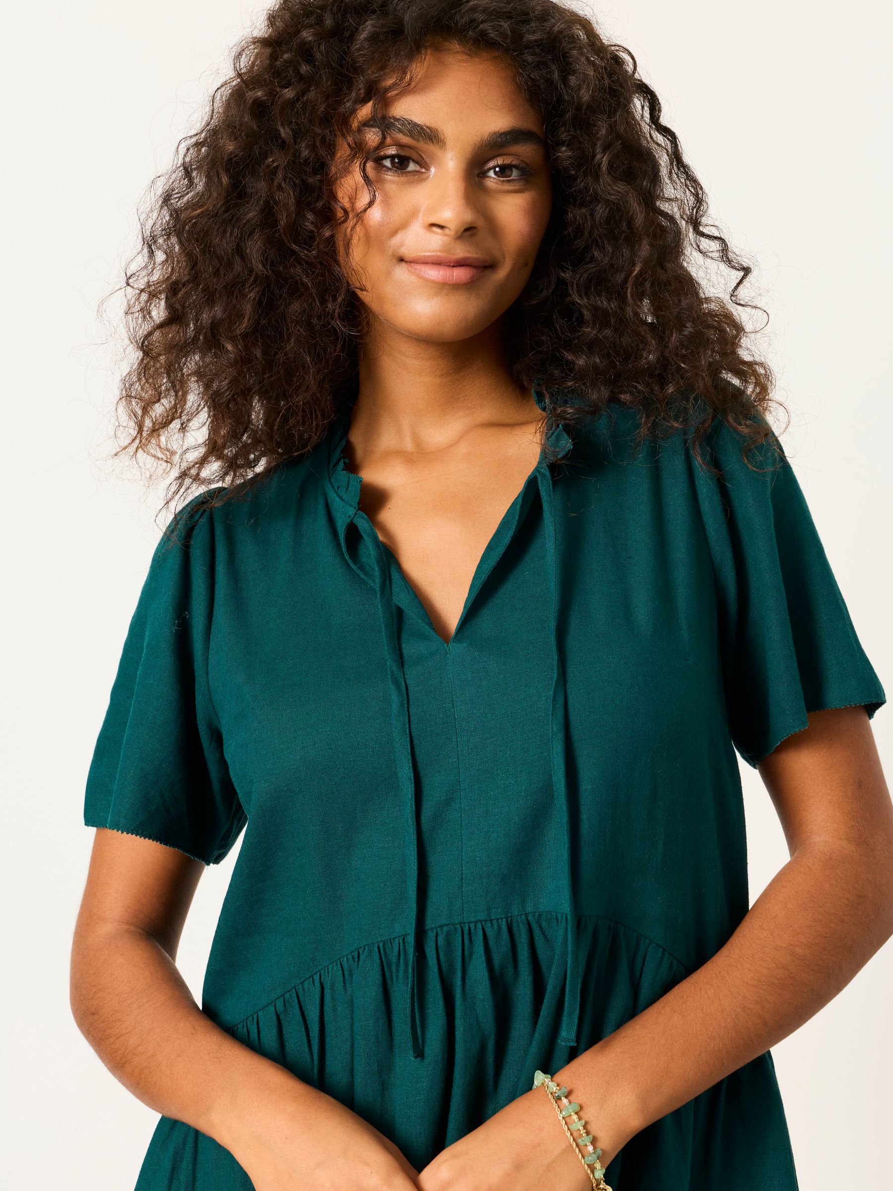 Buy FatFace Immy Teal Blue Linen Dress from Next USA