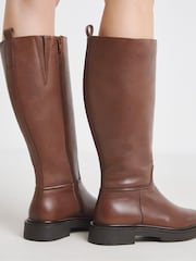 Simply Be Brown Leather Knee High Riding Boots - Image 3 of 4