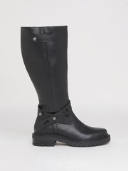 Simply Be Black Wide Fit Casual Knee High Boots With Wrap Detail - Image 2 of 4