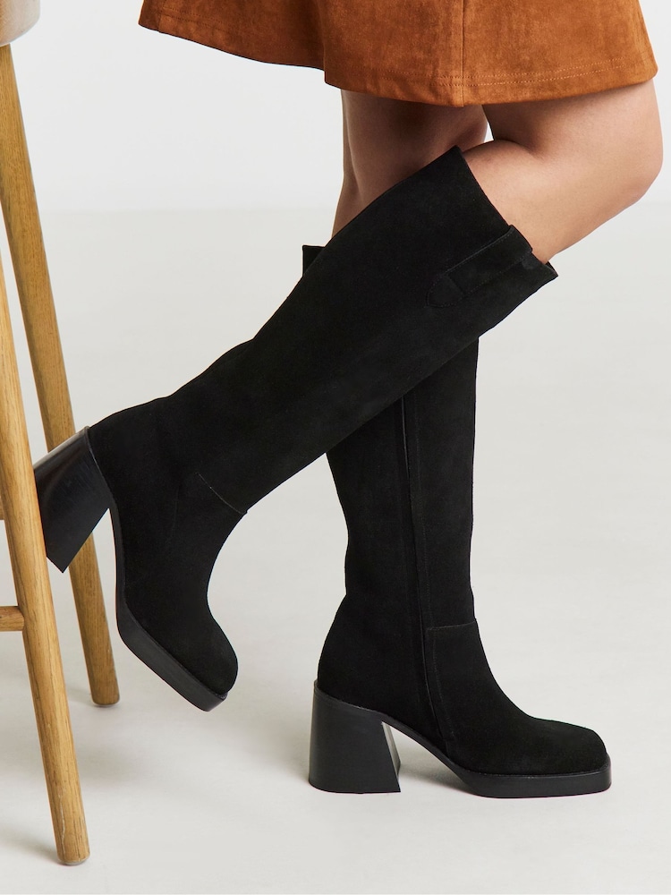 Simply Be Black Block Heel Knee High Boot - Image 1 of 4 Simply Be Black Block Heel Knee High Boot - Image 1 of 4