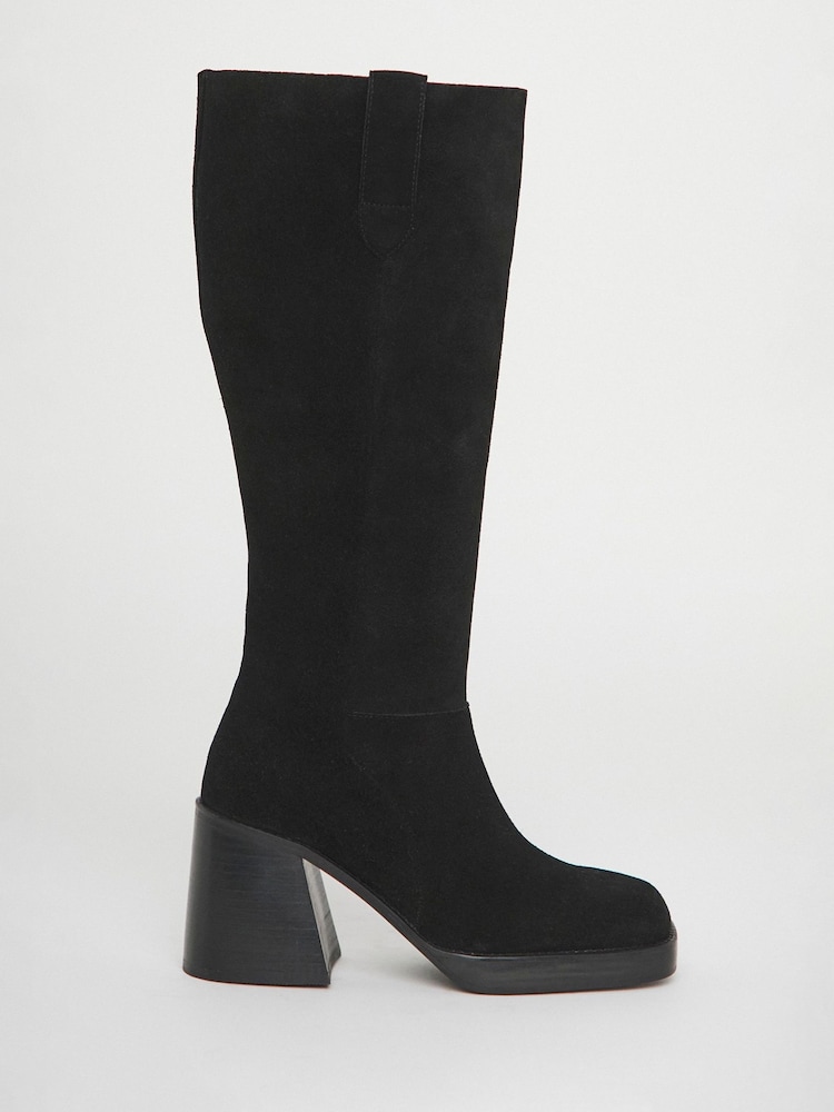 Simply Be Black Block Heel Knee High Boot - Image 2 of 4
