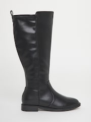 Simply Be Black Extra Wide Fit Stretch Back Panel Knee High Boots - Image 3 of 4