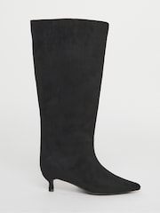 Simply Be Soft Black Wide Fit Kitten Heel Straight Leg Boots - Image 2 of 4