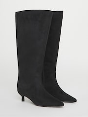 Simply Be Soft Black Wide Fit Kitten Heel Straight Leg Boots - Image 3 of 4