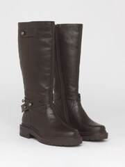 Simply Be Brown Wide Fit Casual Knee High Boots With Wrap Detail - Image 3 of 4