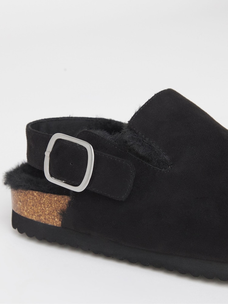 Simply Be Black Fluffy Mules With Back Strap - Image 4 of 4 Simply Be Black Fluffy Mules With Back Strap - Image 4 of 4
