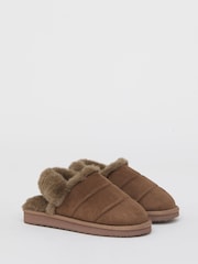Simply Be Brown Slingback Fluffy Slippers - Image 3 of 4
