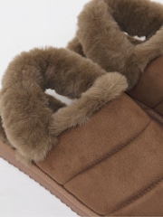 Simply Be Brown Slingback Fluffy Slippers - Image 4 of 4