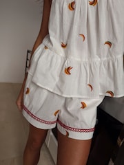 Never Fully Dressed Banana Embroidery 100% Cotton Pyjama Short Set - Image 6 of 6