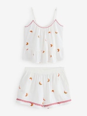 Never Fully Dressed Cream Banana Embroidery 100% Cotton Pyjama Short Set - Image 7 of 14