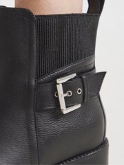 Simply Be Black Wide Fit Wedge Chelsea Boots With Buckle - Image 4 of 4