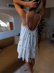 Never Fully Dressed Cream Banana Embroidery Cotton Slip Dress - Image 5 of 7