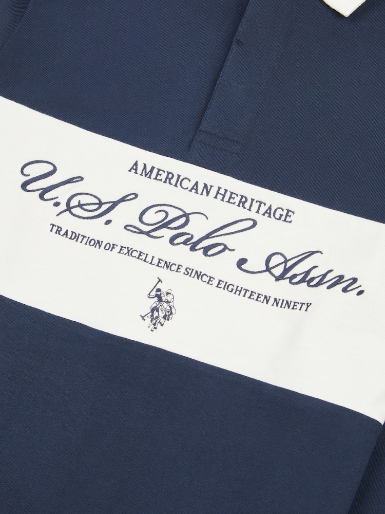 U.S. Polo Assn Blue Premium Embroidery Graphic Rugby Shirt - Image 7 of 7