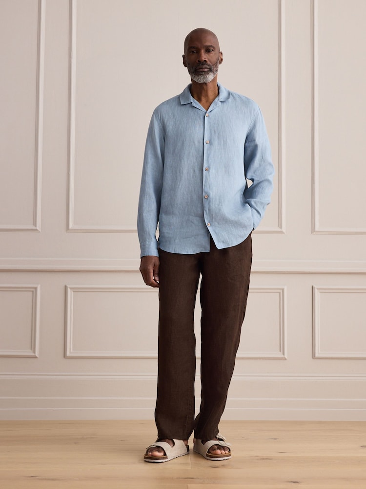 棕色 - Signature 100% Linen Textured Trousers With Elasticated Waist - 圖片 2/10