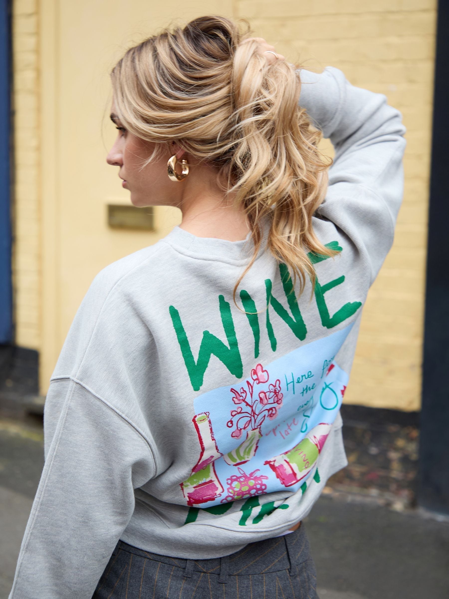Buy Here for the T Grey Wine Party Back Print Graphic Oversized