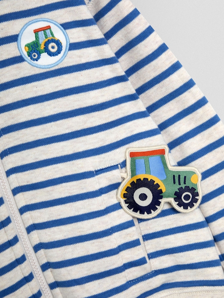 JoJo Maman Bébé Natural Tractor Appliqué Reversible Hoodie - Image 7 of 7 JoJo Maman Bébé Natural Tractor Appliqué Reversible Hoodie - Image 7 of 7