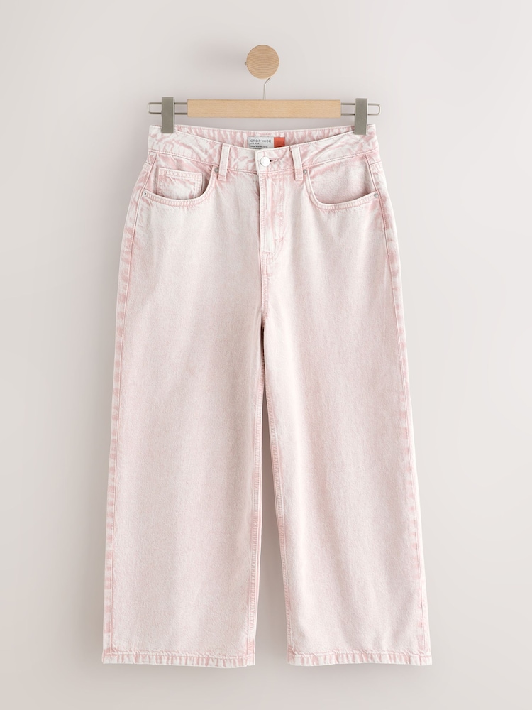 Roz deschis - Blugi tăiați cu picioare largi - Imaginea 1 din 4 Roz deschis - Blugi tăiați cu picioare largi - Imaginea 1 din 4