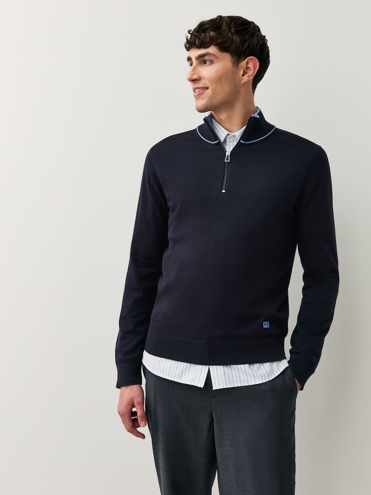 PS Paul Smith Blue Regular-Fit Crew Neck Logo Jumper - Image 1 of 7 PS Paul Smith Blue Regular-Fit Crew Neck Logo Jumper - Image 1 of 7