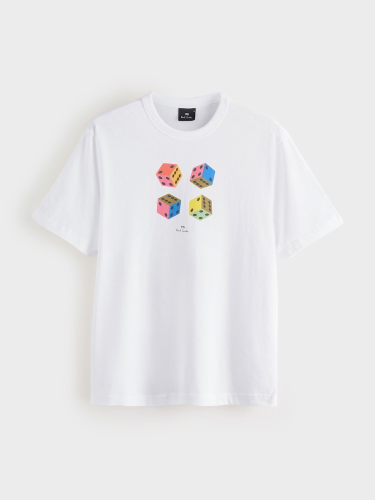 PS Paul Smith Regular-Fit Dice Graphic White T-Shirt - Image 1 of 1