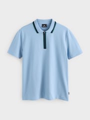 PS Paul Smith Blue Quarter Zip Tipped Detail Polo Shirt - Image 1 of 1