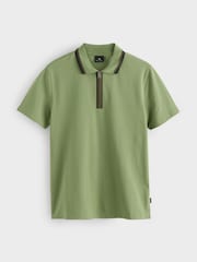 PS Paul Smith Green Quarter Zip Tipped Detail Polo Shirt - Image 1 of 1