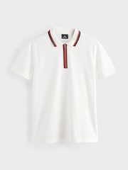PS Paul Smith White Quarter Zip Tipped Detail Polo Shirt - Image 1 of 1