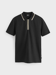 PS Paul Smith Grey Quarter Zip Tipped Detail Polo Shirt - Image 5 of 6