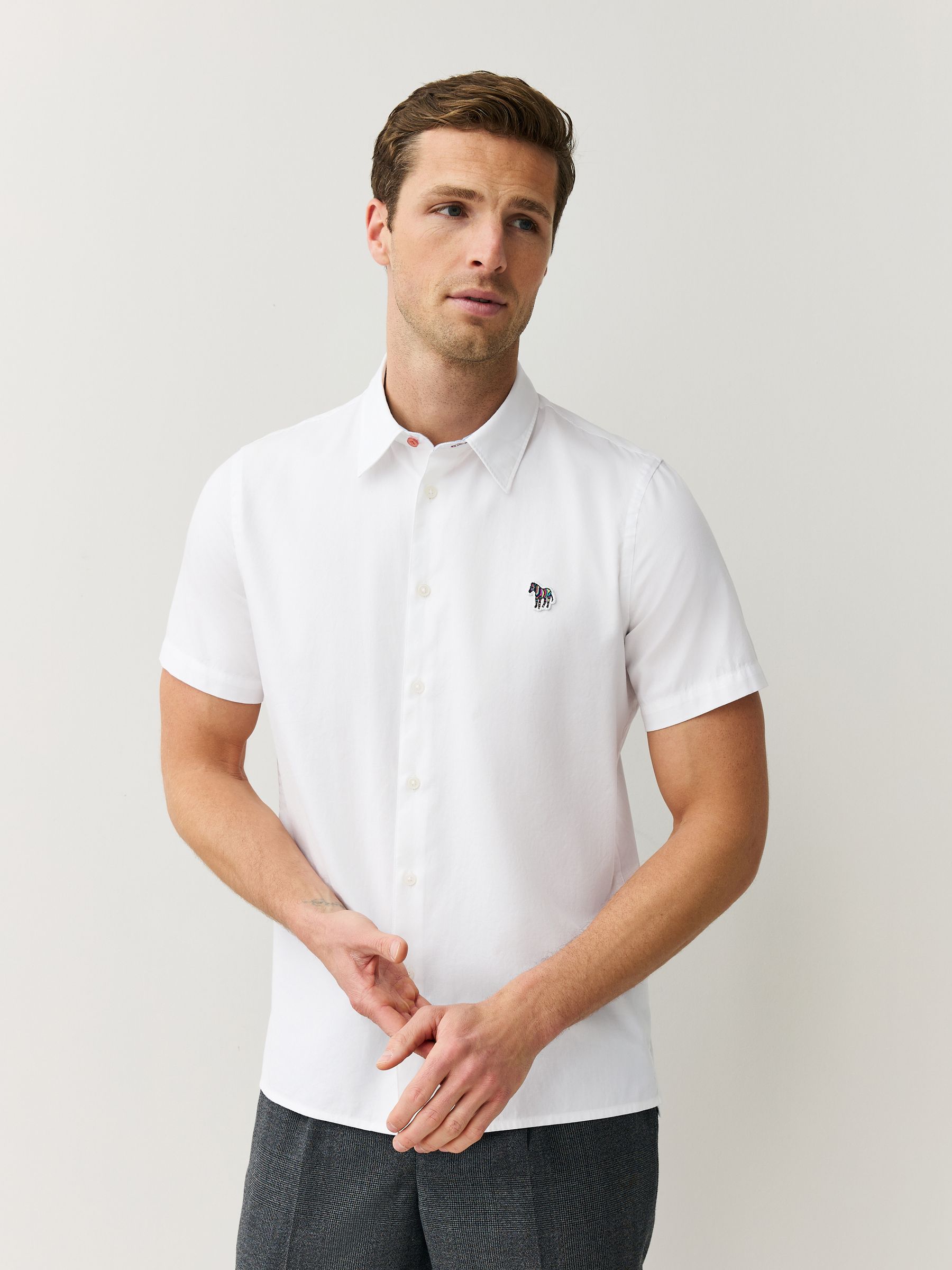 Buy PS Paul Smith White Regular Fit Short Sleeve Zebra Logo Shirt