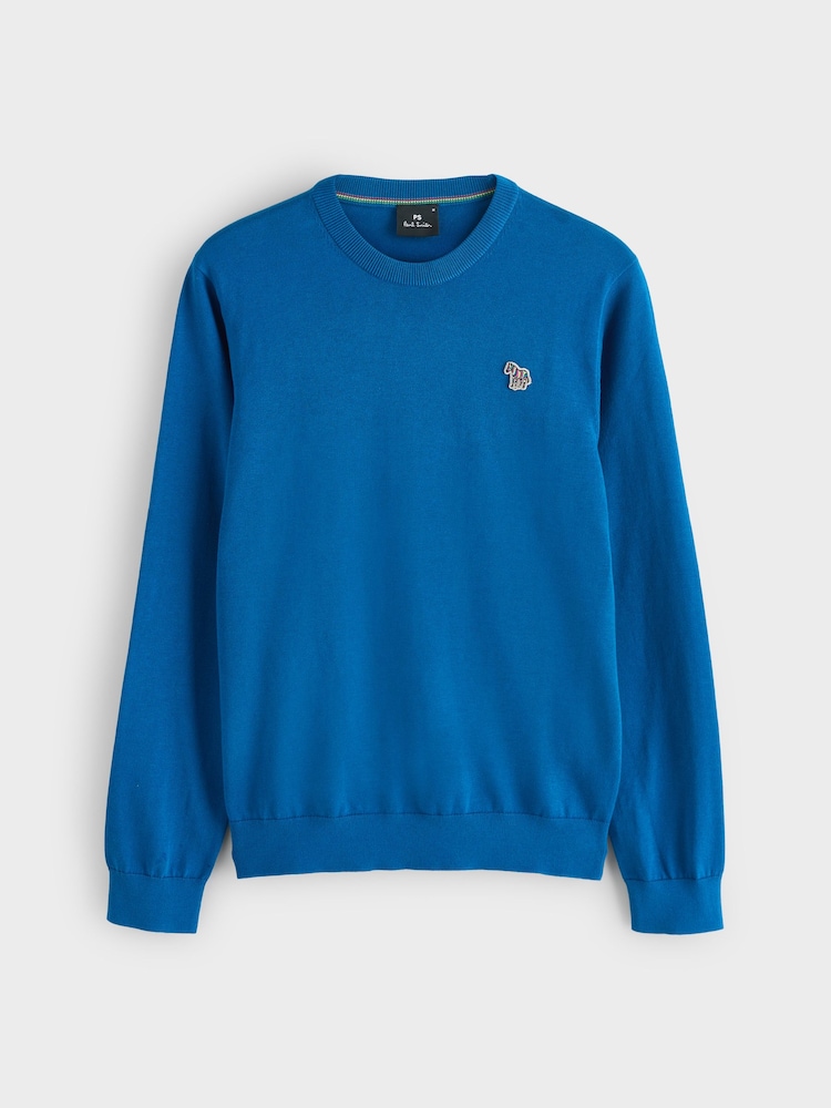PS Paul Smith Blue Regular-Fit Crew Neck Logo Jumper - Image 1 of 1 PS Paul Smith Blue Regular-Fit Crew Neck Logo Jumper - Image 1 of 1