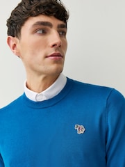 PS Paul Smith Blue Regular-Fit Crew Neck Logo Jumper - Image 5 of 6
