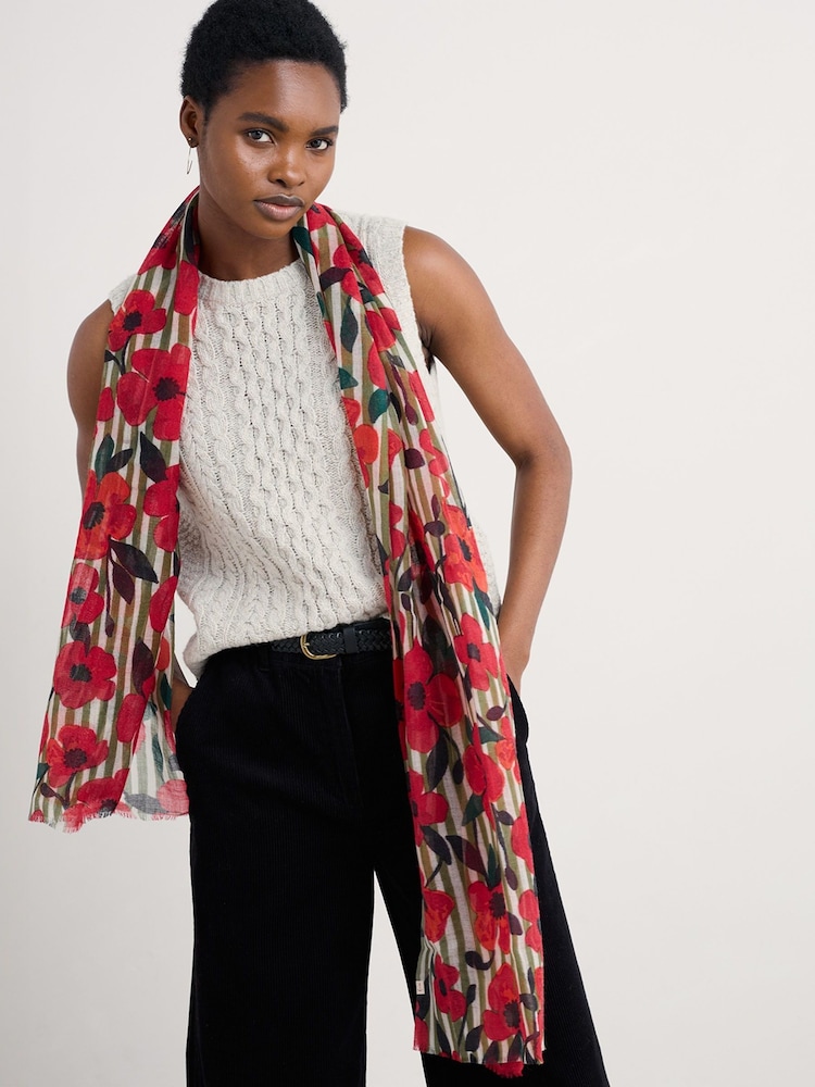 Seasalt Cornwall Red Pretty Printed Scarf - Image 1 of 5