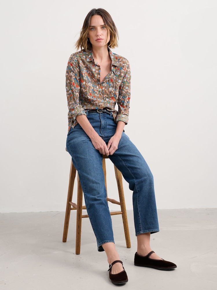 Seasalt Cornwall Brown Larissa Shirt in Crinkled Cotton - Image 1 of 6