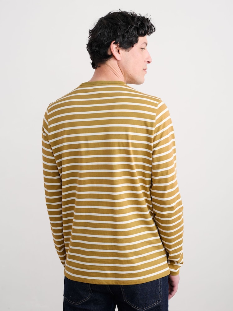Seasalt Cornwall Yellow Crew Neck Sailor T-Shirt in Cotton - Image 2 of 5