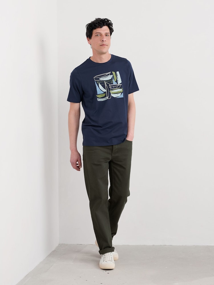 Seasalt Cornwall Blue Midwatch Cotton T-Shirt - Image 1 of 5