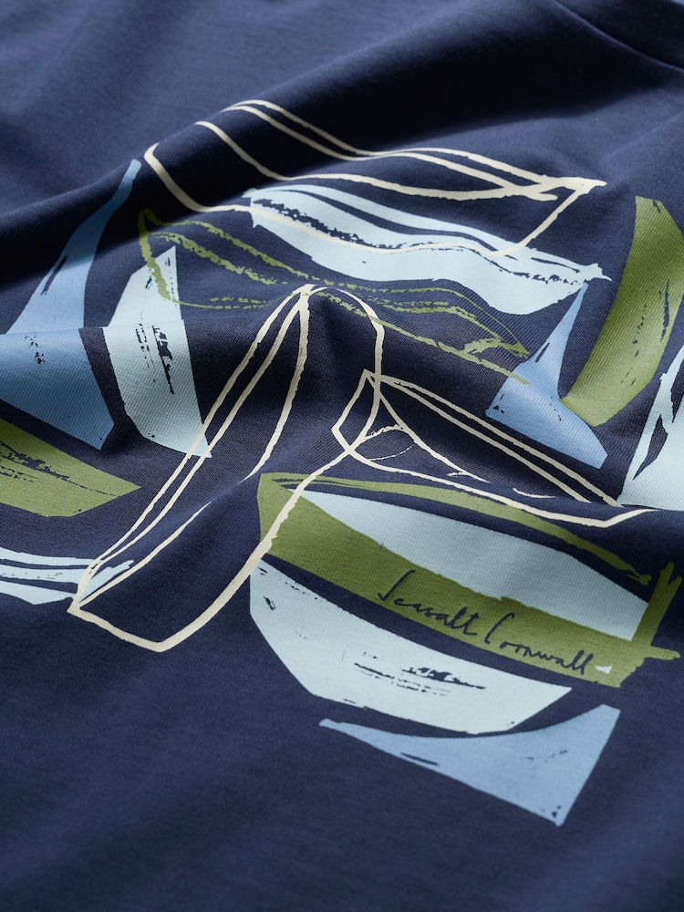 Seasalt Cornwall Blue Midwatch Cotton T-Shirt - Image 5 of 5