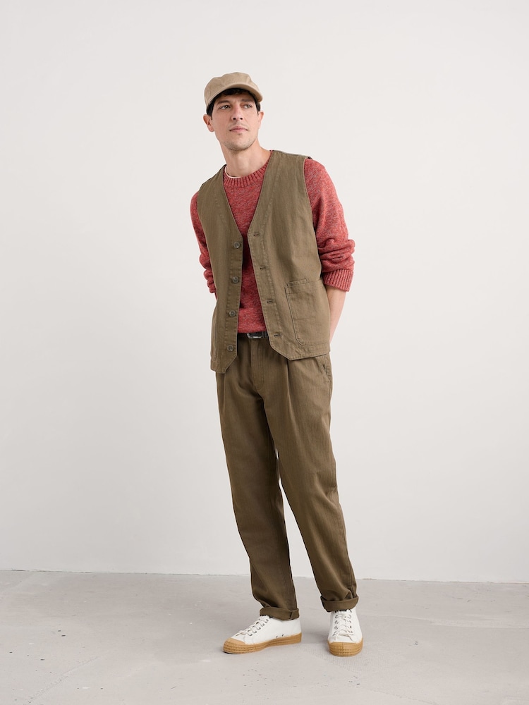 Seasalt Cornwall Green Tollgate Linen Cotton Blend Waistcoat - Image 1 of 5