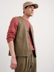 Seasalt Cornwall Green Tollgate Linen Cotton Blend Waistcoat - Image 3 of 5