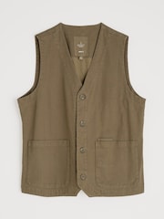 Seasalt Cornwall Green Tollgate Linen Cotton Blend Waistcoat - Image 4 of 5
