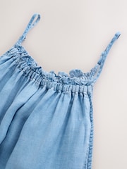 Mid Blue Denim Strappy Tiered Mini Dress - Image 2 of 3