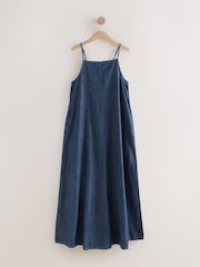 Niebieski indygo - Sukienka dżinsowa maxi typu slip dress N. Premium - Obraz 6 z 8