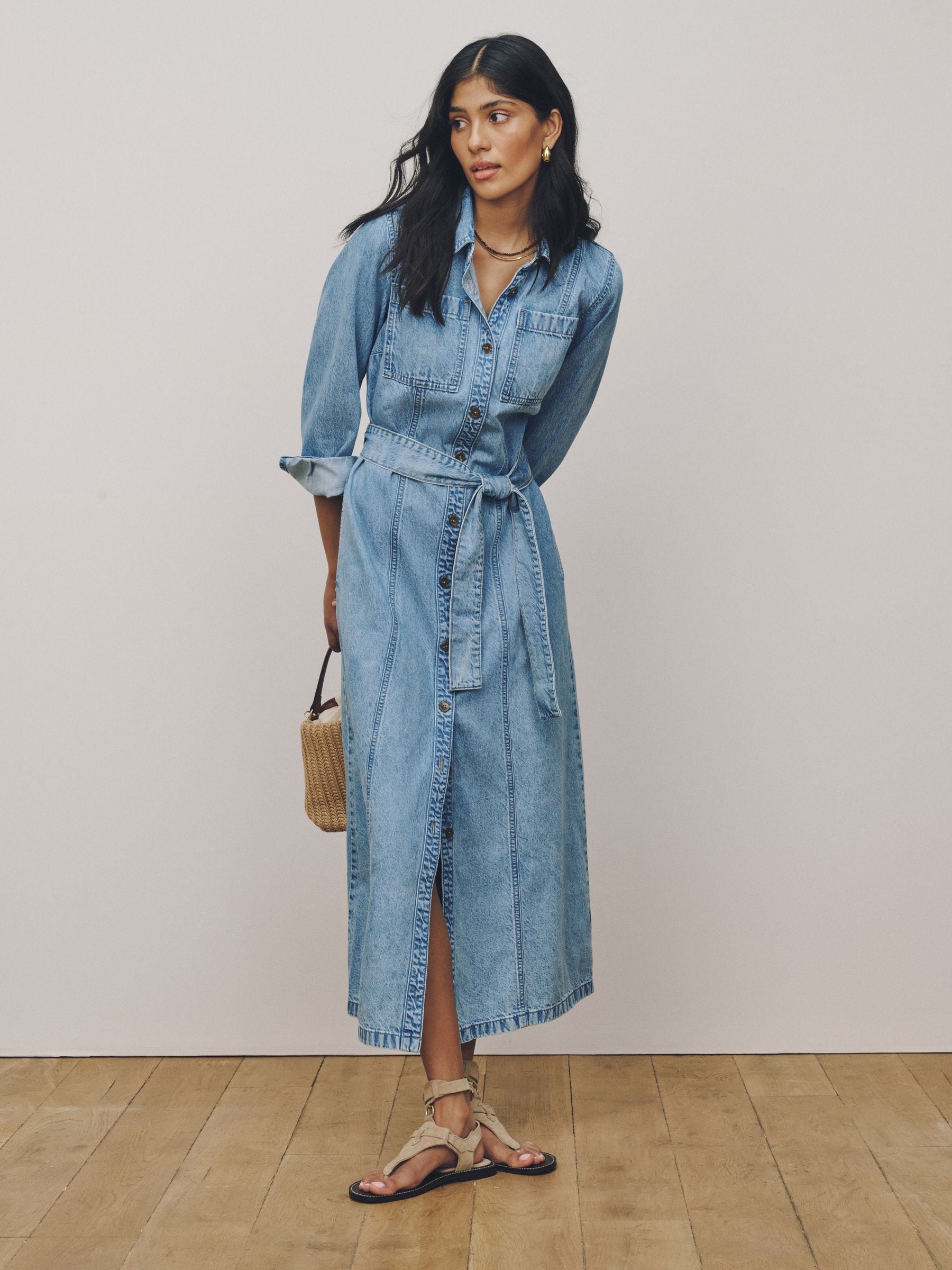 Womens Next Bleach Blue Belted Midi Denim Shirt Dress US 8 Womens Next Bleach Blue Belted Midi Denim Shirt Dress US 8
