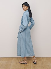 Bleach Blue Belted Midi Denim Shirt Dress - Image 3 of 4