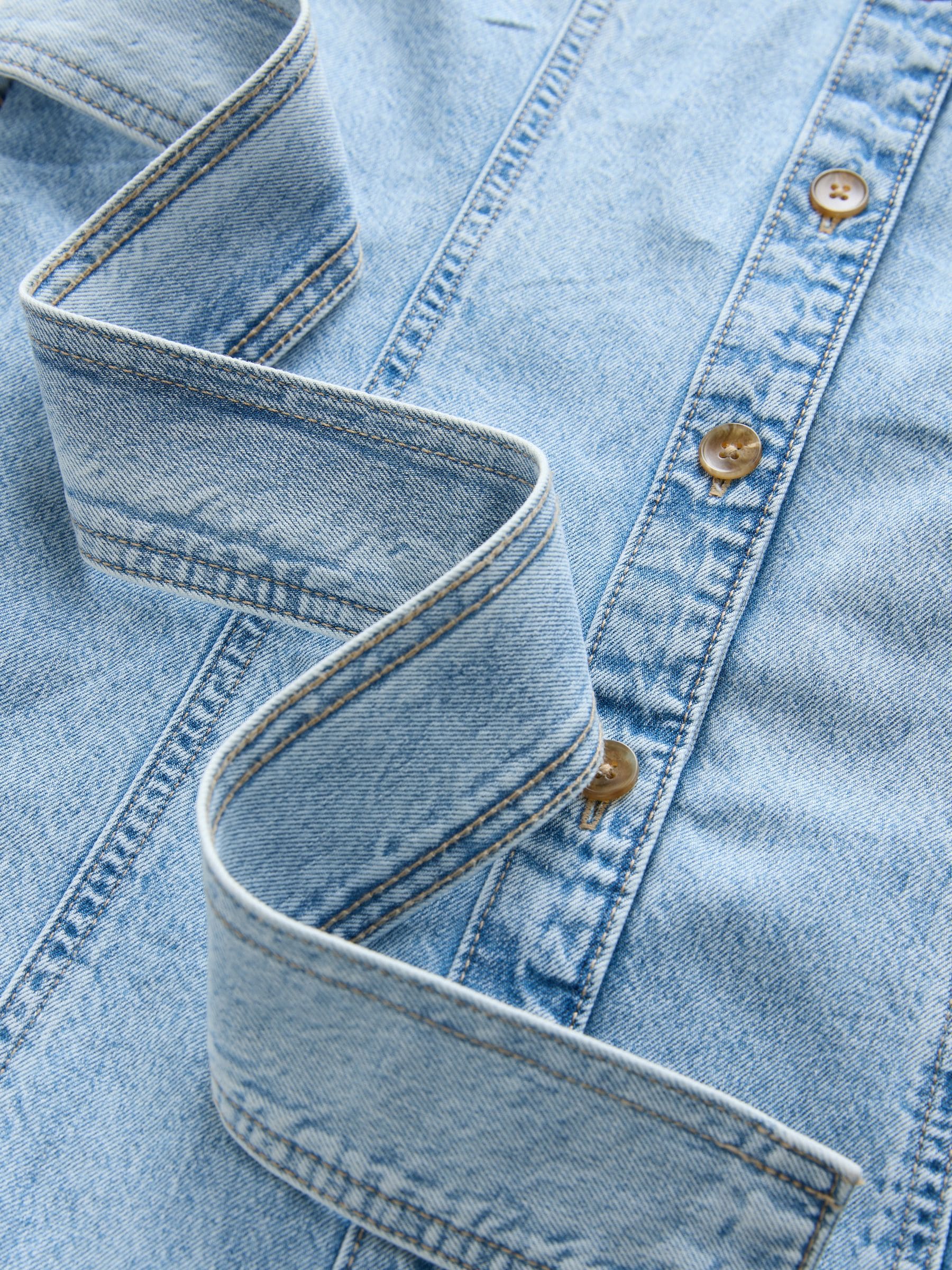 Buy Bleach Blue Belted Midi Denim Shirt Dress from the Next UK