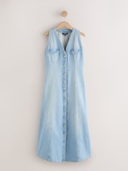 Bleach Denim Denim Sleeveless Button Through Midi Dress - Image 6 of 8