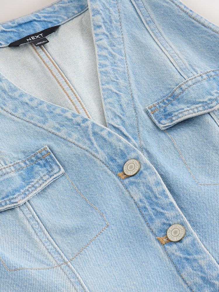 Bleach Denim Denim Sleeveless Button Through Midi Dress - Image 8 of 8 Bleach Denim Denim Sleeveless Button Through Midi Dress - Image 8 of 8