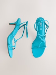 Teal Blue Forever Comfort Leather Strappy Heeled Sandals - Image 5 of 8