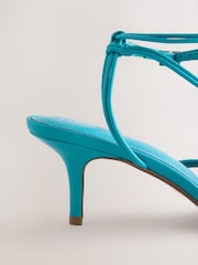 Teal Blue Forever Comfort Leather Strappy Heeled Sandals - Image 6 of 8