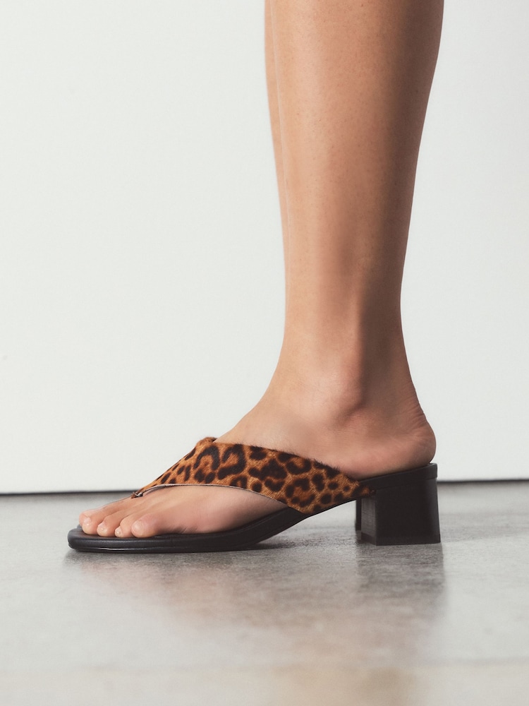 Leopard Print Forever Comfort® Leather Toe Post Block Heels - Image 2 of 5 Leopard Print Forever Comfort® Leather Toe Post Block Heels - Image 2 of 5